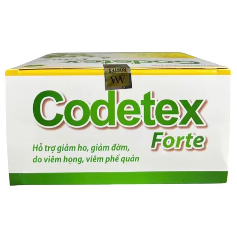 Viên uống Codetex Forte (Hộp 100 viên) Hỗ trợ giảm ho và giảm đờm, giảm đau rát họng, khàn tiếng do viêm họng