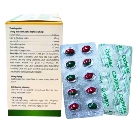 Viên uống Codetex Forte (Hộp 100 viên) Hỗ trợ giảm ho và giảm đờm, giảm đau rát họng, khàn tiếng do viêm họng