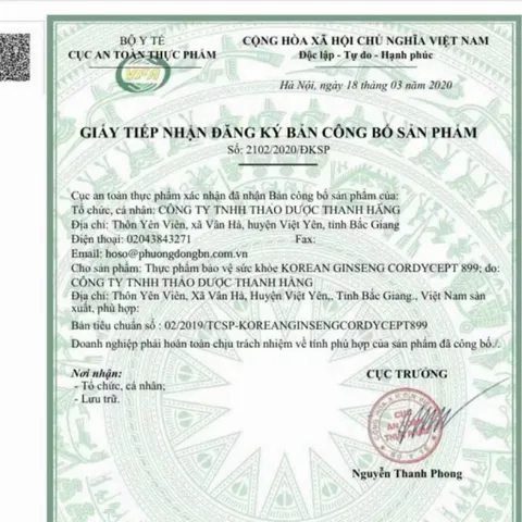 Sâm Thiếc Korean Ginseng Cordycep 899 (Hộp 60 viên) Hỗ trợ bồi bổ cơ thể, nâng cao sức đề kháng, giảm căng thẳng mệt mỏi