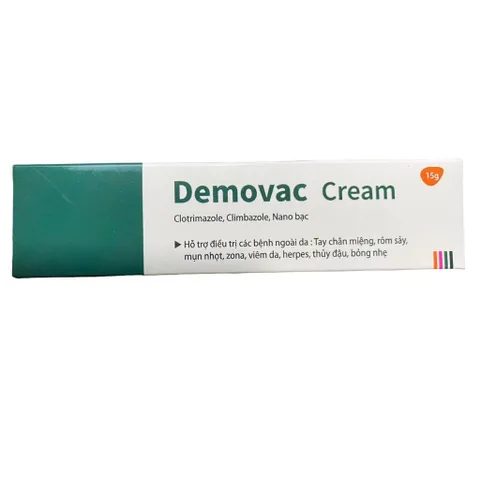 Kem bôi da Demovac Cream (Tuýp 15g) Hỗ trợ các bệnh ngoài da như rôm sảy, mụn nhọt, zona, viêm da, và các vết bỏng nhẹ.