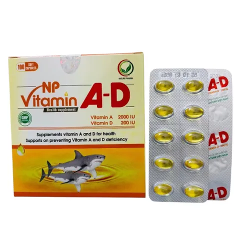 Viên uống NP Vitamin A-D Nature Pharma (Hộp 100 viên) Hỗ trợ cải thiện thị lực, giảm khô mắt, mỏi mắt, giúp chắc xương