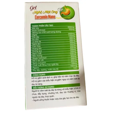 Gel Nghệ Mật Ong Curcumin Nano Diogastro Yuman Care (Hộp 20 gói) Giúp giảm axit dịch vị, bảo vệ niêm mạc dạ dày.