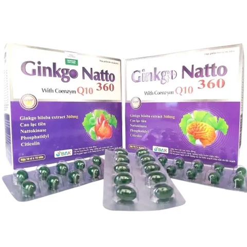 Viên uống Ginkgo Natto 360 With Coenzym Q10 BAK (Hộp 100 viên) Cải thiện tình trạng đau đầu, hoa mắt, chóng mặt, mất ngủ.