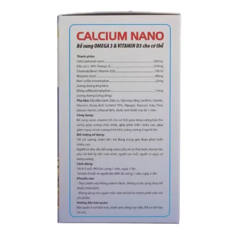 Viên uống Calcium Nano Rostex (Hộp 100 viên) Bổ sung Canxi D3, Omega 3 giúp chắc khỏe xương, tăng chiều cao, ngừa loãng xương