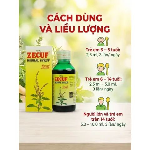 Siro ho thảo dược Zecuf Herbal Syrup (Chai 100ml) Hỗ trợ giảm các chứng ho, viêm họng và làm dịu mát cổ họng.