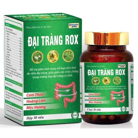 Viên uống Đại Tràng Rox (Chai 30 viên) Hỗ trợ giảm rối loạn tiêu hóa, đau bụng, đầy hơi, viêm đại tràng co thắt.