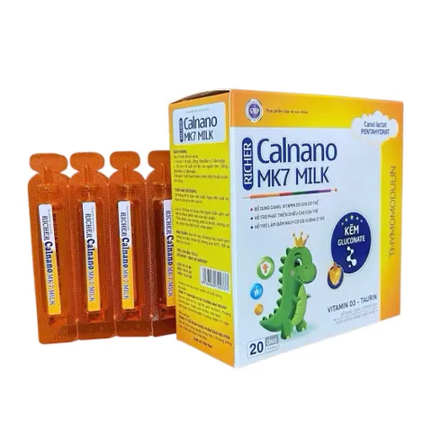 Dung dịch uống Calnano MK7 Milk Richer (Hộp 20 ống) Giúp phát triển chiều cao, giảm nguy cơ còi xương trẻ em, giúp xương răng chắc khỏe