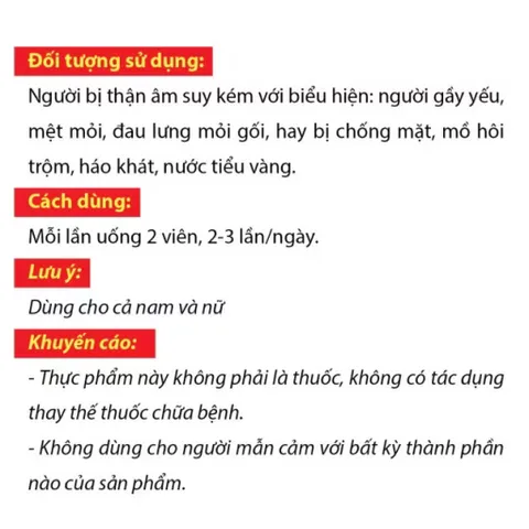 Viên uống BỔ THẬN ÂM Roxtech (Hộp 30 viên) Hỗ trợ bổ thận, giúp giảm các triệu chứng do thận âm suy kém