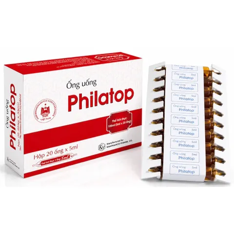 Ống uống Philatop Khapharco (Hộp 20 ống) Hỗ trợ bổ sung acid amin, giúp nâng cao sức đề kháng, bổ máu và ăn ngon.
