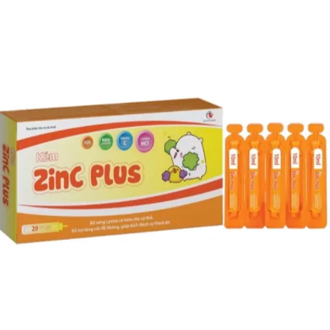Dung dịch uống bổ sung Kẽm Zinc Plus (Hộp 20 ống) Cải thiện tình trạng biếng ăn và kích thích sự thèm ăn của trẻ em.