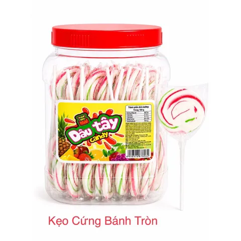 Kẹo mút Dâu Tây Candy (Hủ 50 cây) hình thỏ, hình ngôi sao, hình que kem Vị trái cây ngọt thơm