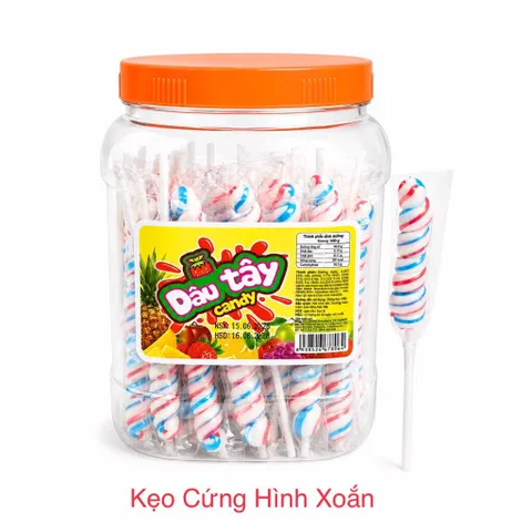 Kẹo mút Dâu Tây Candy (Hủ 50 cây) hình thỏ, hình ngôi sao, hình que kem Vị trái cây ngọt thơm