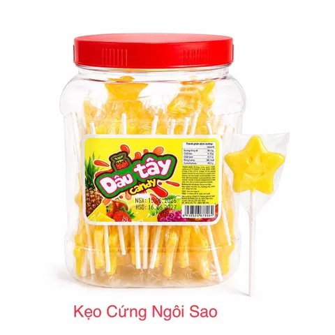 Kẹo mút Dâu Tây Candy (Hủ 50 cây) hình thỏ, hình ngôi sao, hình que kem Vị trái cây ngọt thơm