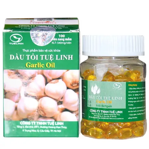 Viên uống Dầu Tỏi Tuệ Linh Garlic Oil (Hộp 100 viên) Hỗ trợ tăng cường sức đề kháng, giảm cholesterol, mỡ máu