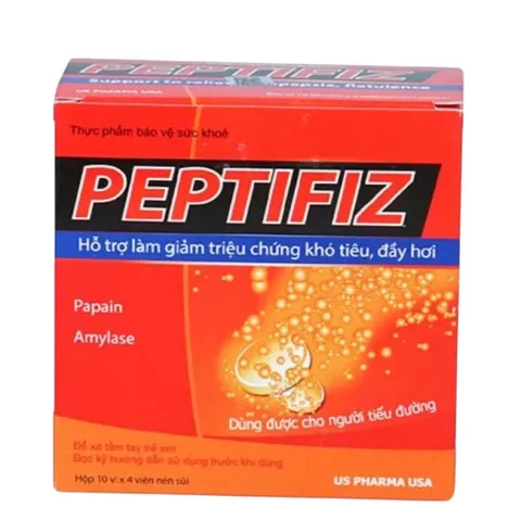 Viên sủi tiêu hoá PEPTIFIZ (Hộp 40 viên) Hỗ trợ giúp giảm tình trạng khó tiêu, đầy hơi, ơ chua, ăn không tiêu.