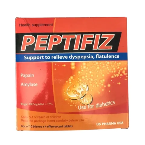 Viên sủi tiêu hoá PEPTIFIZ (Hộp 40 viên) Hỗ trợ giúp giảm tình trạng khó tiêu, đầy hơi, ơ chua, ăn không tiêu.