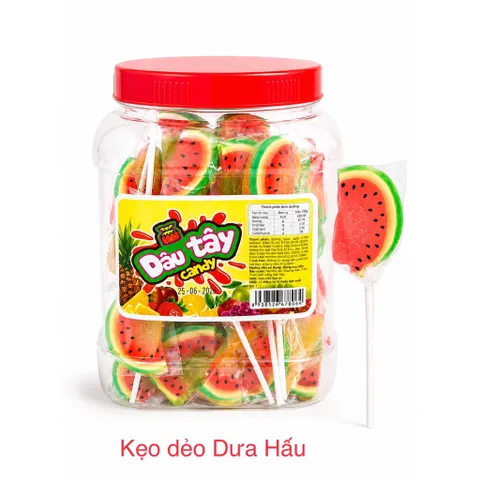 Kẹo dẻo Dâu Tây Candy (Hủ 50 que) Kẹo dẻo hình Bé Trai ngọt thơm hương vị trái cây