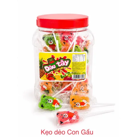 Kẹo dẻo Dâu Tây Candy (Hủ 50 que) Kẹo dẻo hình Bé Trai ngọt thơm hương vị trái cây