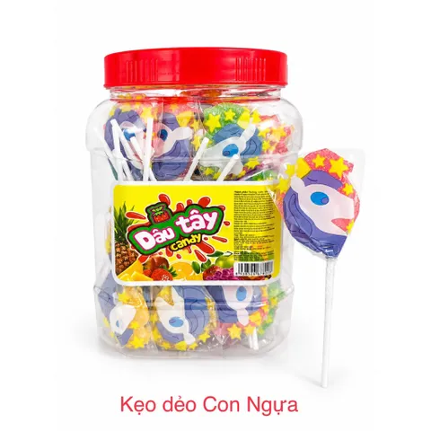 Kẹo dẻo Dâu Tây Candy (Hủ 50 que) Kẹo dẻo hình Bé Trai ngọt thơm hương vị trái cây