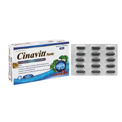 Viên uống Cinavitt Forte Ginkgo Biloba 1200mg Rostex Pharma USA (Hộp 30 viên) Hỗ trợ hoạt huyết, dưỡng não, tăng lưu thông máu não