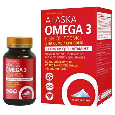 Viên uống Alaska Omega 3 (Chai 60 viên) Hỗ trợ giảm oxy hóa, tăng cường thị lực, và tốt cho tim mạch.