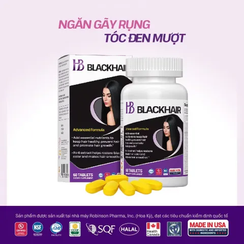 Viên uống HB BLACK HAIR (Hộp 30 viên) Bổ sung các dưỡng chất thiết yếu giúp tóc khỏe, ngăn ngừa rụng tóc, tóc bạc sớm.