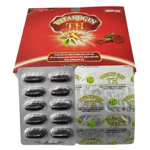 Viên uống VITAKOGIN TH (Hộp 60 viên) Cung cấp các chất từ nhân sâm, linh chi, sắt và vitamin giúp bồi bổ cơ thể, giảm mệt mỏi.