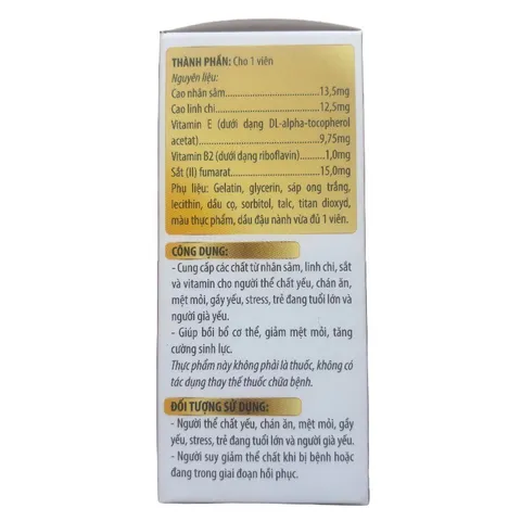 Viên uống VITAKOGIN TH (Hộp 60 viên) Cung cấp các chất từ nhân sâm, linh chi, sắt và vitamin giúp bồi bổ cơ thể, giảm mệt mỏi.