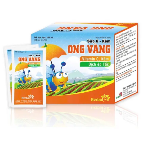 Siro tăng sức đề kháng Ong Vàng (Hộp 30 gói x 5ml) Hỗ trợ nâng cao sức đề kháng, giảm ho và làm dịu cổ họng.