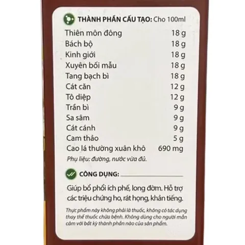 Siro ho Ong Nâu Mom and Baby (Chai 100ml) Giúp bổ phổi ích phế, long đờm, hỗ trợ giảm ho, rát họng, khản tiếng.