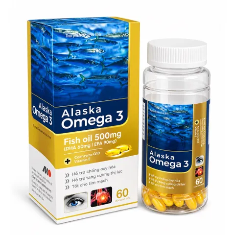 Viên uống Alaska Omega 3 Fish oil 500mg (Hộp 60 viên) Hỗ trợ tăng cường thị lực, giảm tình trạng khô mắt, mỏi mắt.