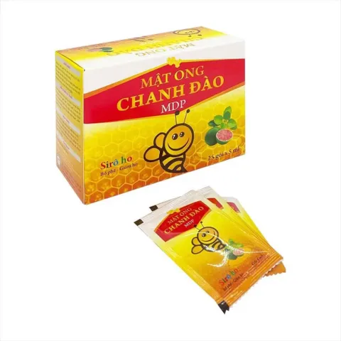 Siro ho MẬT ONG CHANH ĐÀO MDP (Hộp 25 gói) Giảm các triệu chứng như ho gió, ho khan, ho có đờm, ho dai dẳng do thời tiết