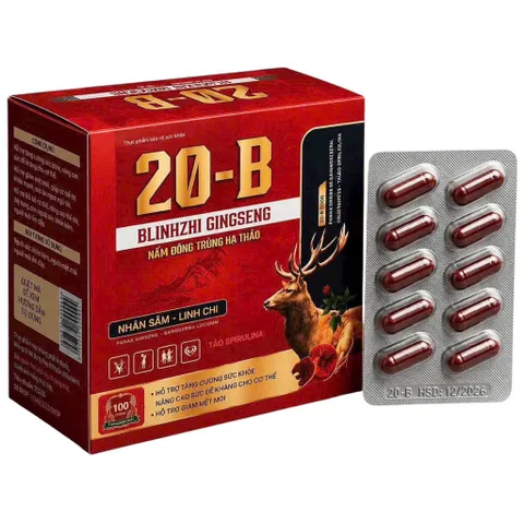 Viên uống 20-B Blinhzhi Gingseng Nấm Đông Trùng Hạ Thảo (Hộp 100 viên) Hỗ trợ giảm mệt mỏi, suy nhược cơ thể