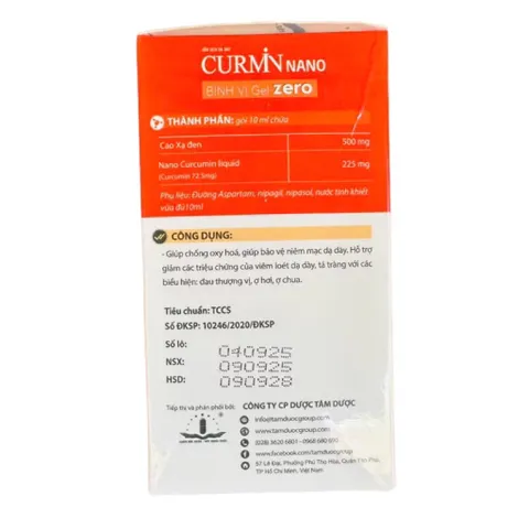 Hỗn dịch dạ dày Curmin Nano Bình Vị Gel Zero Tâm Dược (Hộp 30 gói) Giúp giảm tình trạng đau thượng vị, ợ hơi, ợ chua