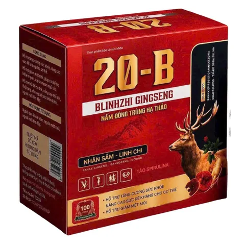 Viên uống 20-B Blinhzhi Gingseng Nấm Đông Trùng Hạ Thảo (Hộp 100 viên) Hỗ trợ giảm mệt mỏi, suy nhược cơ thể
