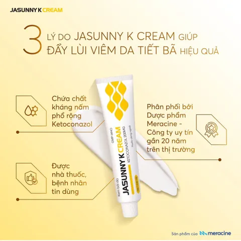 Kem Bôi Da Jasunny K Cream (Tuýp 10g) Hỗ trợ nấm ngoài da: Như hắc lào (lác), nấm bẹn, nấm bàn tay và nấm bàn chân.