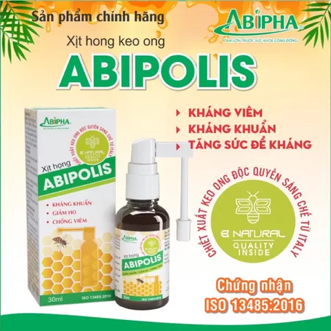 Xịt họng ABIPOLIS (Chai 15ml) Hỗ trợ giảm đau rát họng, ngứa họng, khản tiếng và giảm nhiệt miệng.