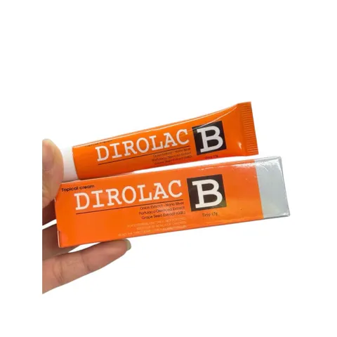 Kem bôi ngoài da Dirolac B (Tuýp 15g) hỗ trợ giảm ngứa, rôm sảy, viêm da, zona, thủy đậu, ngừa sẹo và ngăn ngừa mụn.