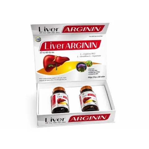 Viên uống Liver Arginin (Hộp 2 lọ x 30 viên) Hỗ trợ giải độc gan, mát gan, lợi mật, tăng cường chức năng gan