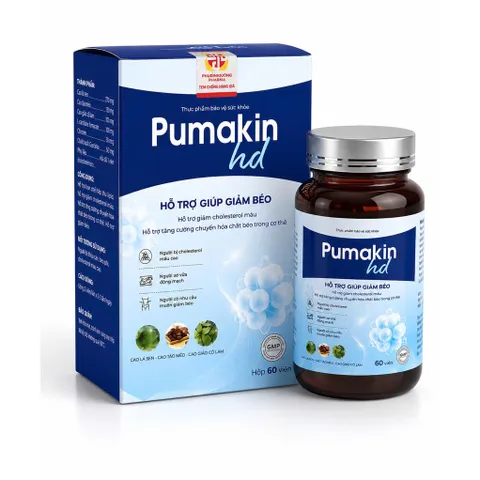 Viên uống Pumakin HD (Chai 60 viên) hỗ trợ giảm cholesterol máu, tăng cường chuyển hóa chất béo và giúp giảm béo.