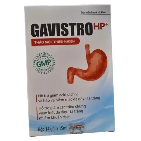Dạ dày Gavistro HP+ (Hộp 14 gói x 15ml) Hỗ trợ giảm nhanh viêm loét dạ dày - tá tràng, nhiễm khuẩn HP+