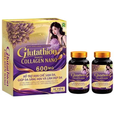 Viên uống trắng da Glutathion Diamond Collagen Nano 600mg (Chai 30 viên) Hỗ trợ chống oxy hóa, giảm sạm nám, tàn nhang