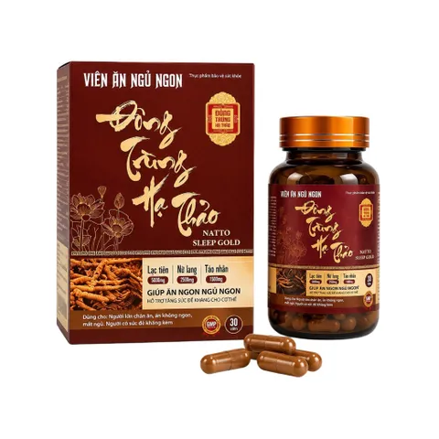 Viên Ăn Ngủ Ngon Đông Trùng Hạ Thảo Natto Sleep Gold (Chai 30 viên) Hỗ trợ cải thiện tình trạng chán ăn, mất ngủ.
