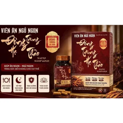 Viên Ăn Ngủ Ngon Đông Trùng Hạ Thảo Natto Sleep Gold (Chai 30 viên) Hỗ trợ cải thiện tình trạng chán ăn, mất ngủ.