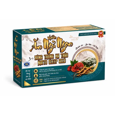 Viên Ăn Ngủ Ngon Đông Trùng Hạ Thảo Natto Sleep Gold (Hộp 60 viên) Hỗ trợ bồi bổ cơ thể giúp ăn ngon miệng ngủ ngon giấc