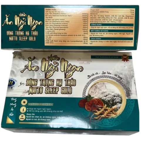 Viên Ăn Ngủ Ngon Đông Trùng Hạ Thảo Natto Sleep Gold (Hộp 60 viên) Hỗ trợ bồi bổ cơ thể giúp ăn ngon miệng ngủ ngon giấc