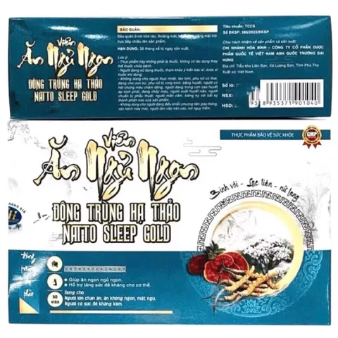 Viên Ăn Ngủ Ngon Đông Trùng Hạ Thảo Natto Sleep Gold (Hộp 60 viên) Hỗ trợ bồi bổ cơ thể giúp ăn ngon miệng ngủ ngon giấc