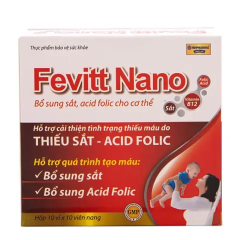 Viên uống Fevitt Nano (Hộp 100 viên) Bổ sung sắt, acid folic và vitamin B12, cải thiện tình trạng thiếu máu do thiếu sắt