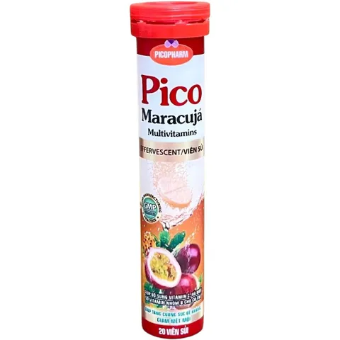 Viên sủi bọt Pico Maracujá Multivitamins Hương vị chanh dây (Tuýp 20 viên) Tăng cường sức đề kháng nâng cao hệ miễn dịch