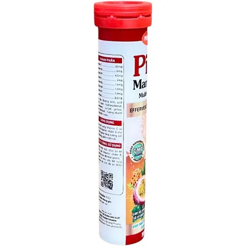 Viên sủi bọt Pico Maracujá Multivitamins Hương vị chanh dây (Tuýp 20 viên) Tăng cường sức đề kháng nâng cao hệ miễn dịch